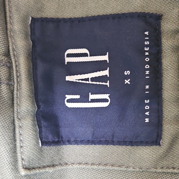 Gap XS Oversized Khaki Green Military Jacket Parka Trench Coat Fishtail - Picture 3 of 7